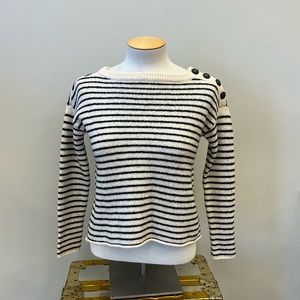 ATM Black and White Striped Wool Sweater